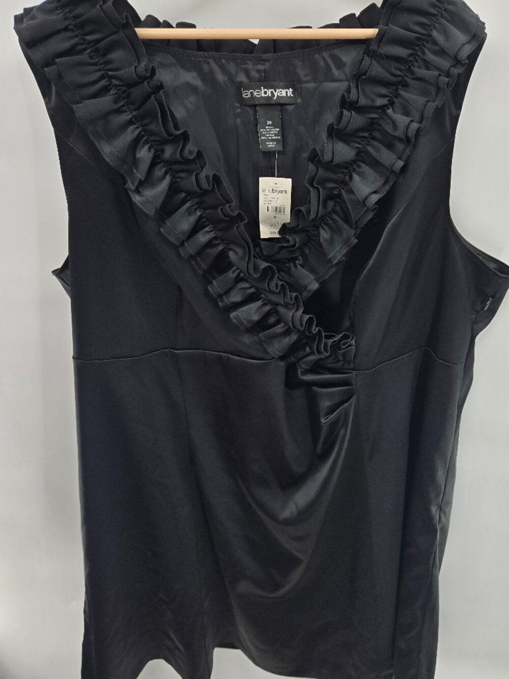 Lane Bryant Black Satin Sleeveless Tunic Top Size 26